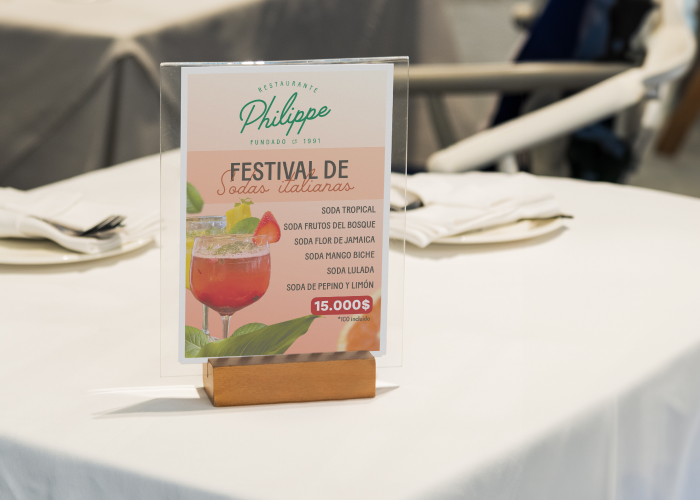 Hablador de Mesa para restaurante vegano en Bogotá