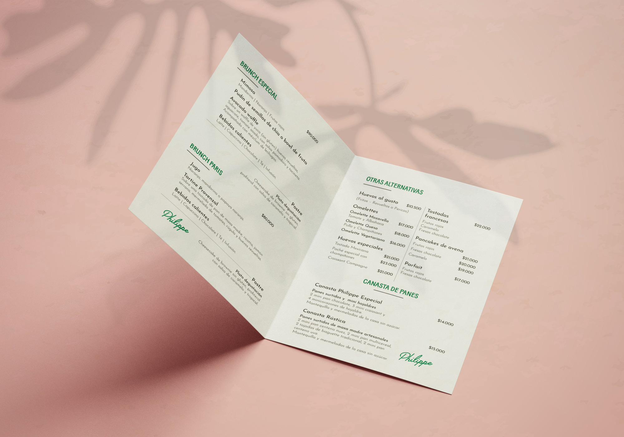 Diseño de menú de temporada para restaurante vegano en Bogotá