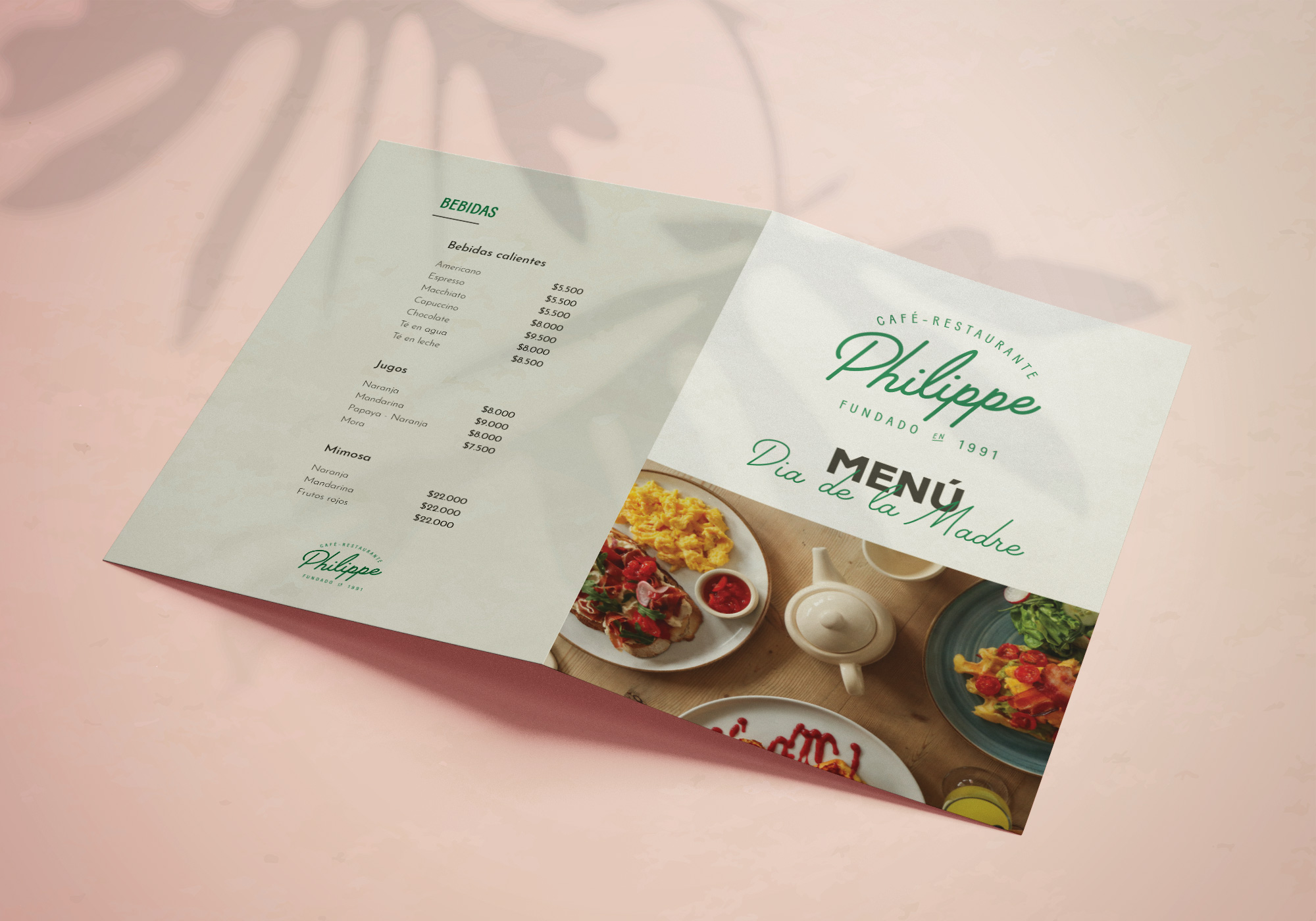 Diseño de menú de temporada para restaurante vegano en Bogotá